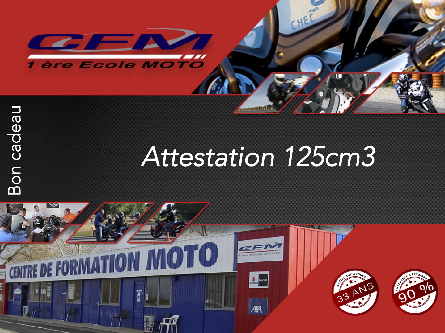 Bon cadeau permis moto attestation 125 CFM33.com