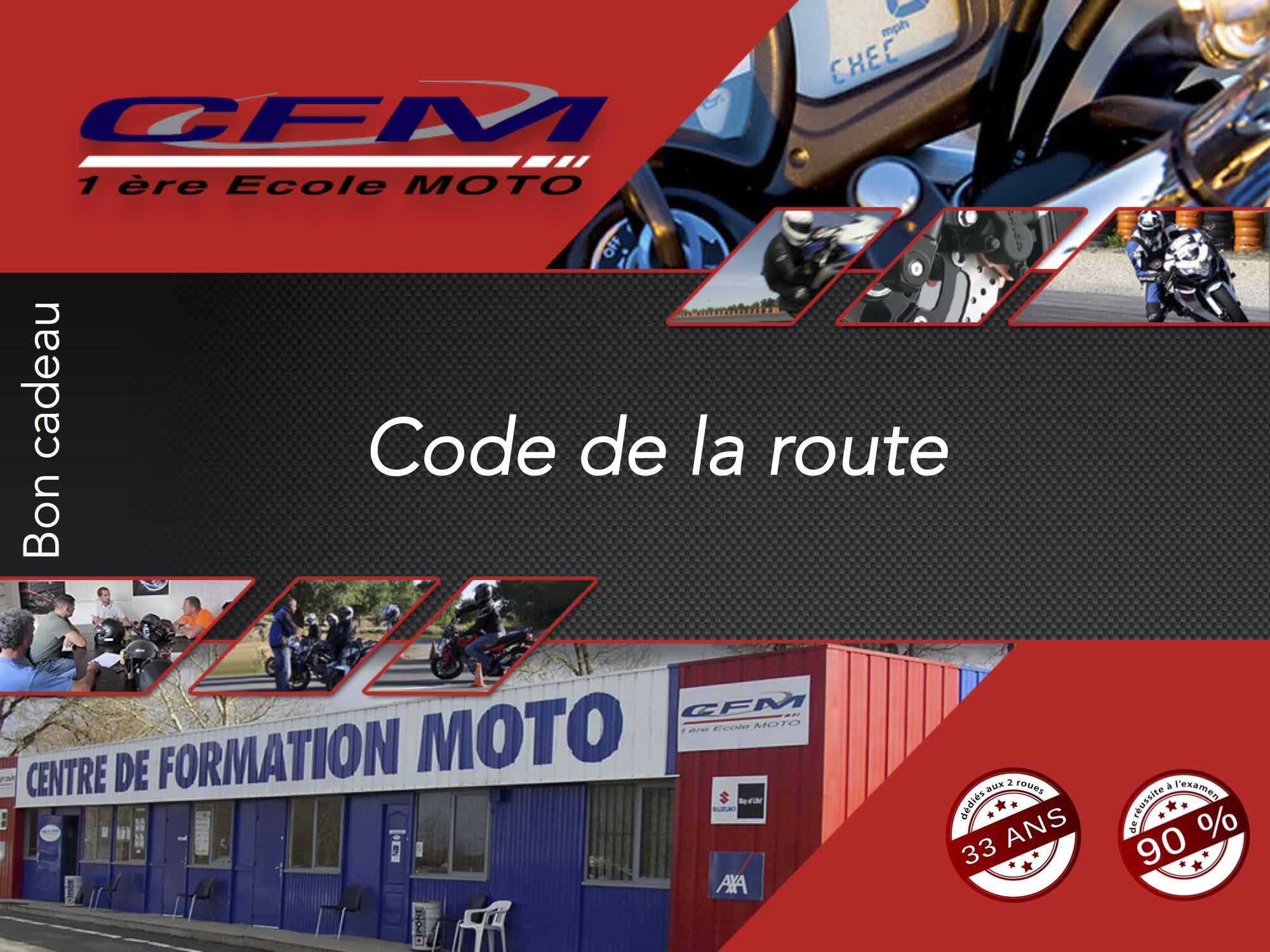 Bon cadeau permis moto code de la route CFM33.com